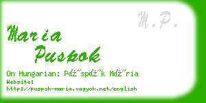 maria puspok business card